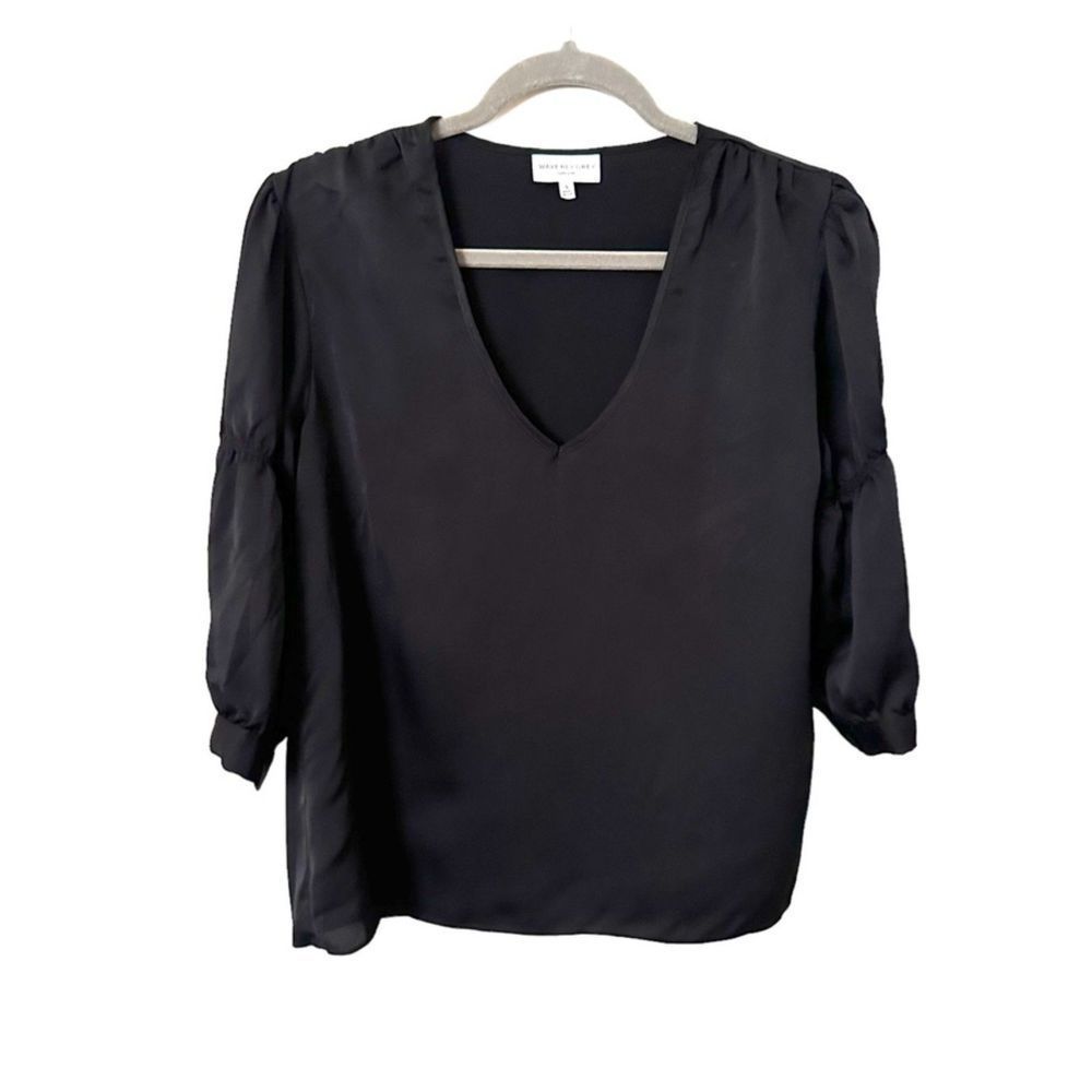 WAVERLY GREY Zela Puff Sleeve Blouse in Black‎ Sz Small